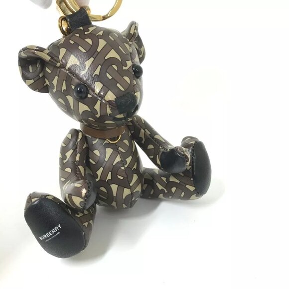 BURBERRY Total logo TB Thomas Bear Bag Charm Bear Key Holder Leather Brown